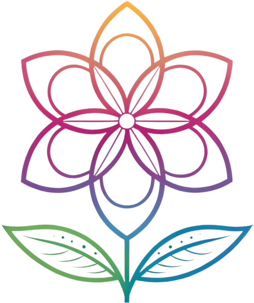 Artistic floral clipart with abstract lines and shapes. . png
