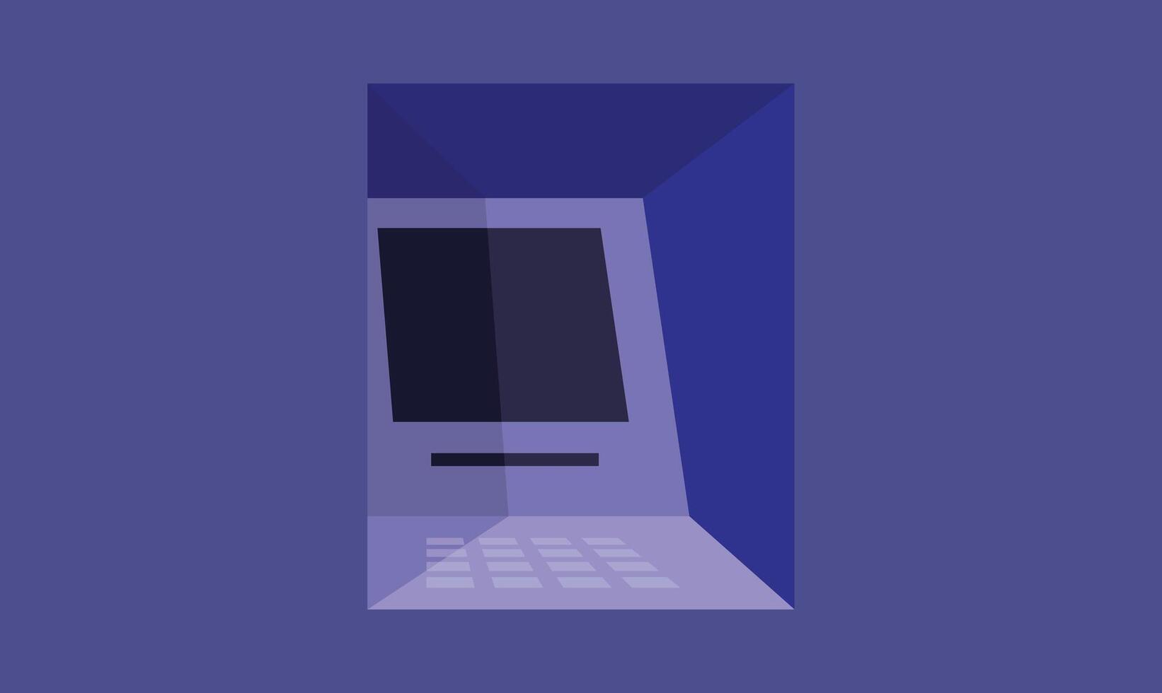 Flat design illustration of an ATM machine embedded in a wall, representing banking, financial transactions, and modern convenience, styled with a clean and minimalistic look. vector