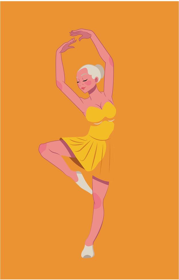 Flat design illustration of a ballet dancer gracefully performing, capturing elegance, movement, and artistic expression in a minimal style that symbolizes poise, rhythm, and classical dance beauty. vector