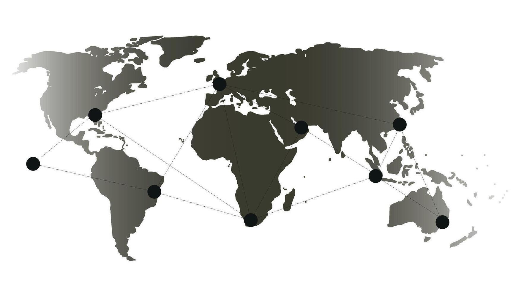 Flat-style world map illustration highlighting continents and oceans, symbolizing global geography, travel, and international connection vector
