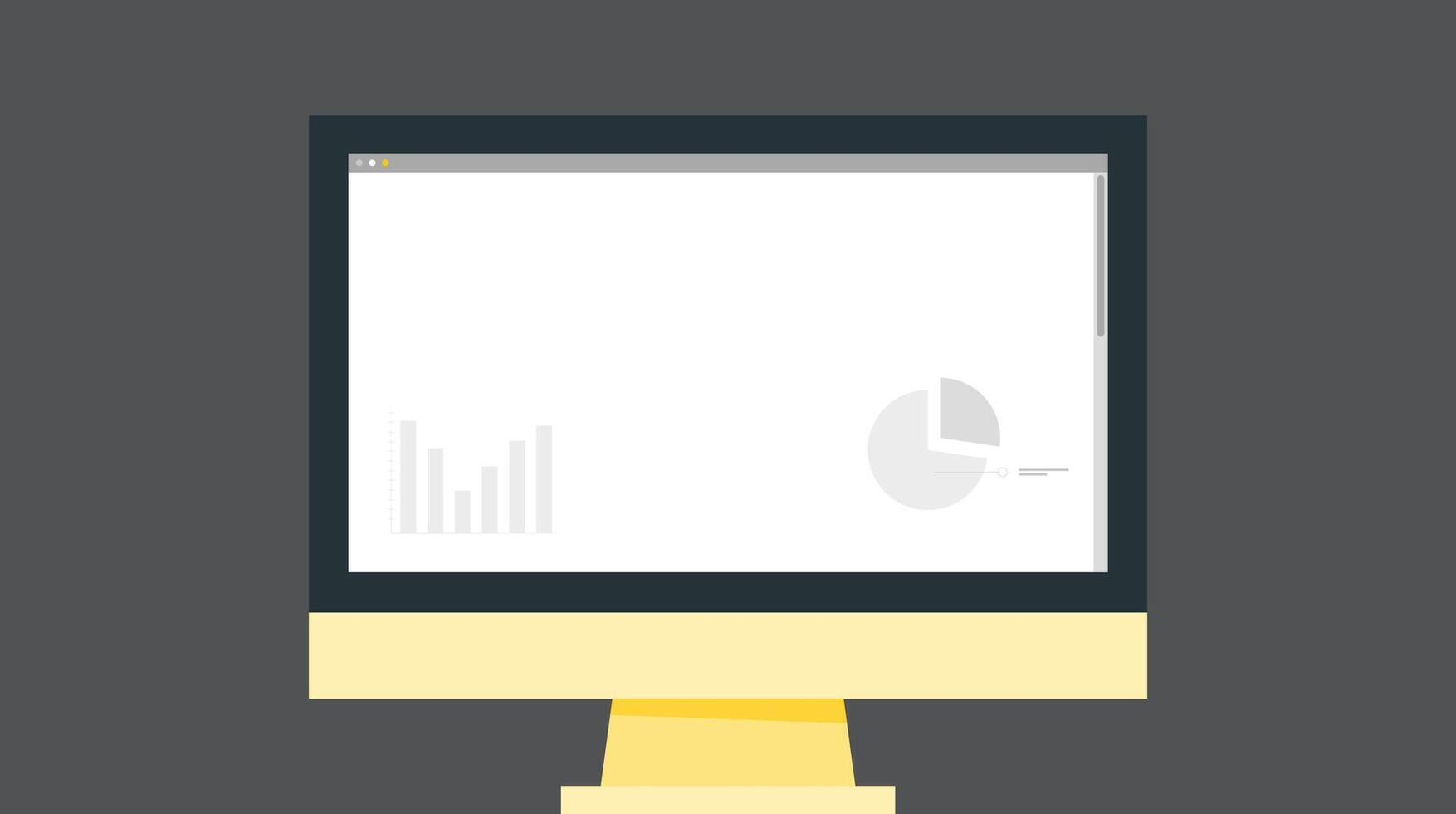 illustration of a computer screen with a sleek design, showcasing modern technology, minimalism, and clean lines, perfect for digital workspaces and tech-focused environments vector