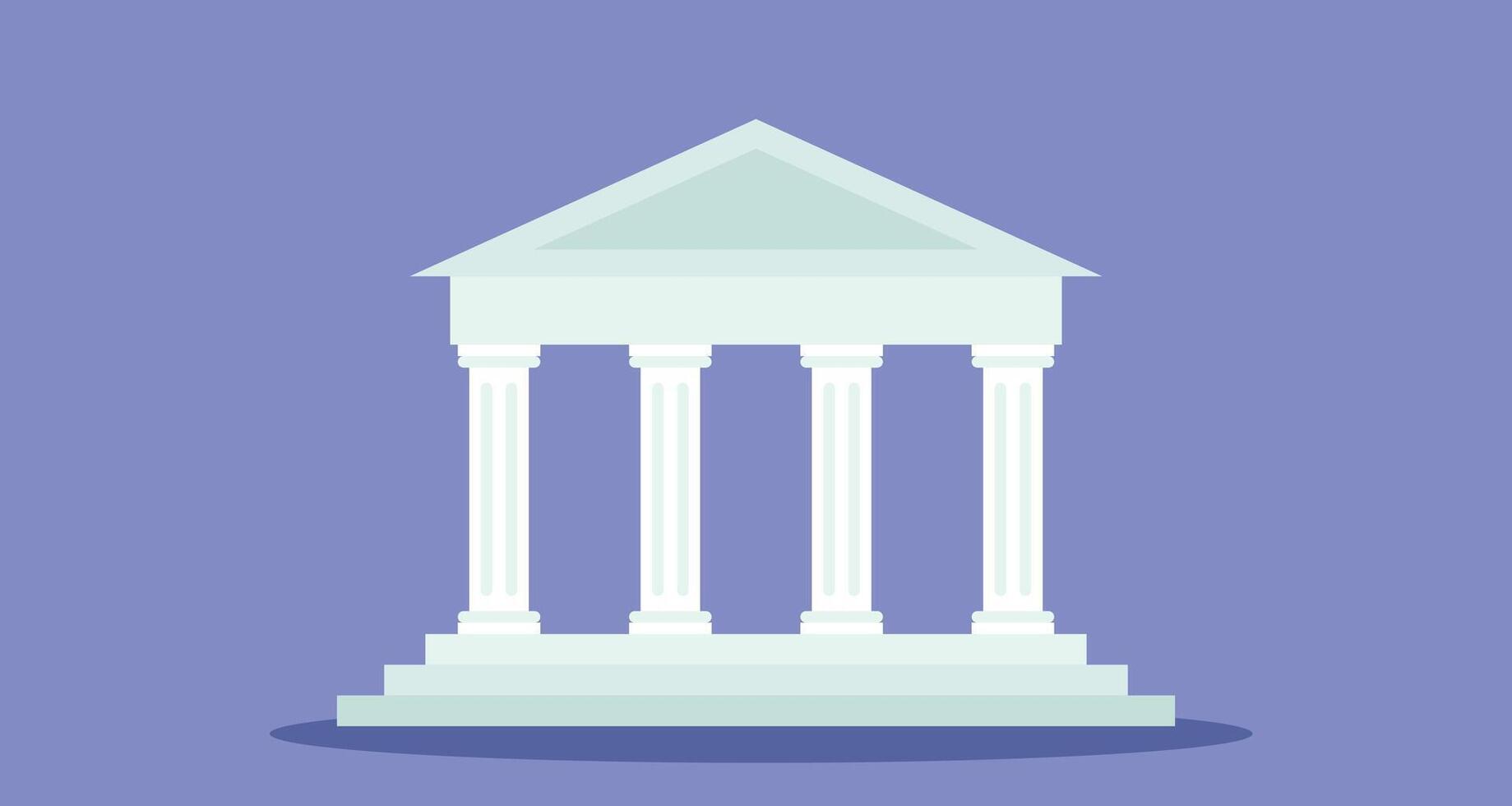 illustration of a bank building in duo-tone colors, isolated against a clean background, representing financial institutions vector