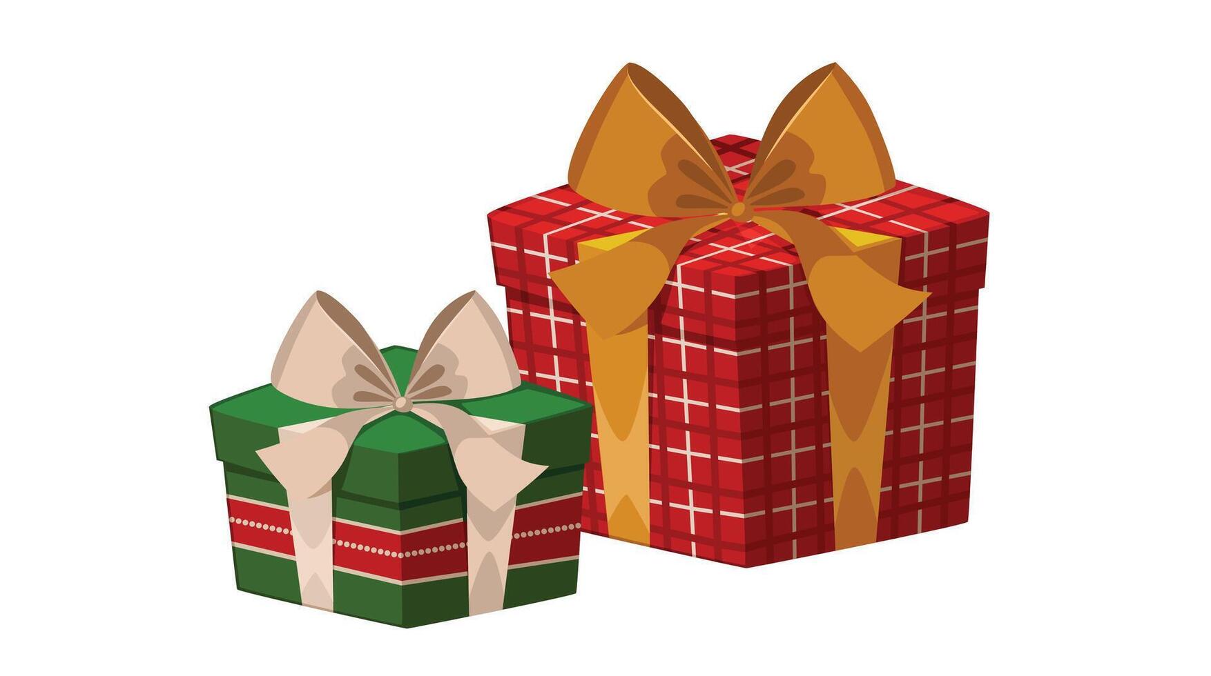 illustration of beautifully wrapped Christmas presents with ribbons and festive patterns, symbolizing holiday cheer, giving, and joyful seasonal celebration vector