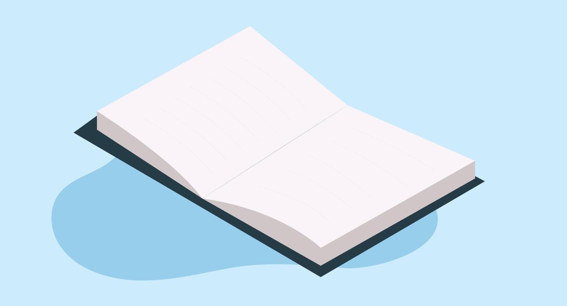 Flat illustration of a flipping book viewed from the side, showcasing the pages in motion with a clean, simple style, symbolizing reading, knowledge, and education in a minimalist design. vector