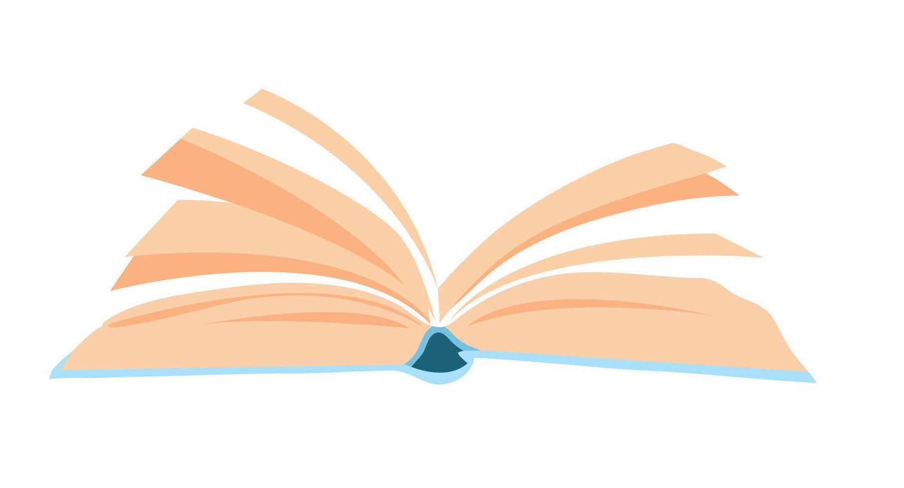 illustration of a flipping book viewed from the side, showcasing the pages in motion with a clean, simple style, symbolizing reading, knowledge, and education in a minimalist design. vector