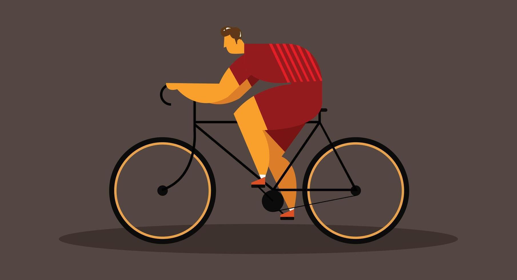 Flat design illustration of a cyclist on the street riding a sports bicycle, showcasing athleticism, speed, and outdoor sport in a dynamic, action-packed scene against a clean background. vector