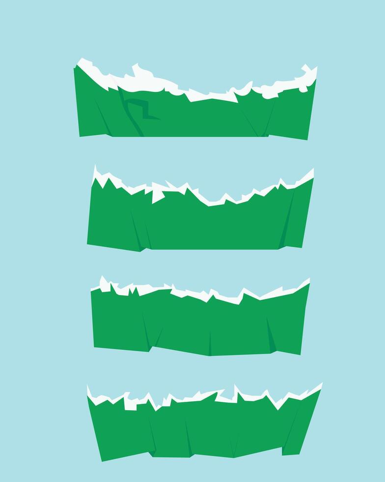 Green torn paper design elements, perfect for creative layouts, scrapbooking, collage, frames, and decoration. vector