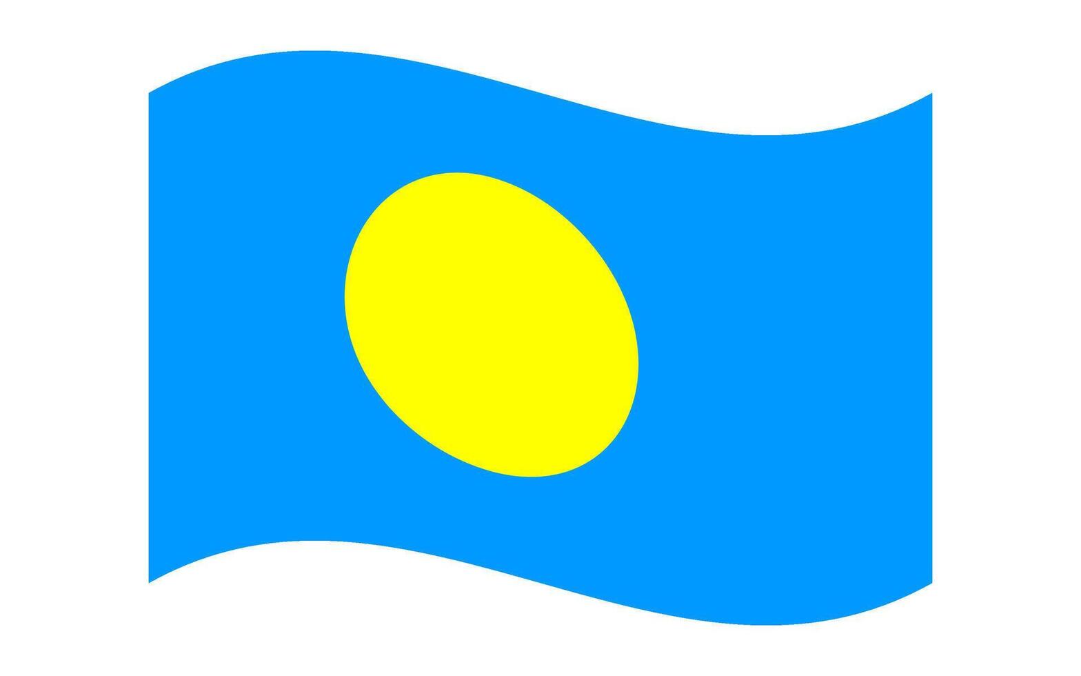 Wavy Flag of Palau, isolated on transparent background. Flag of the Republic of Palau. Oceania. illustration. vector