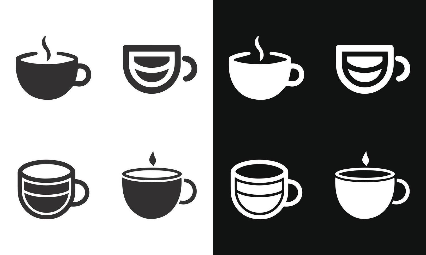set of Flat Style Coffee Cup Icons vector