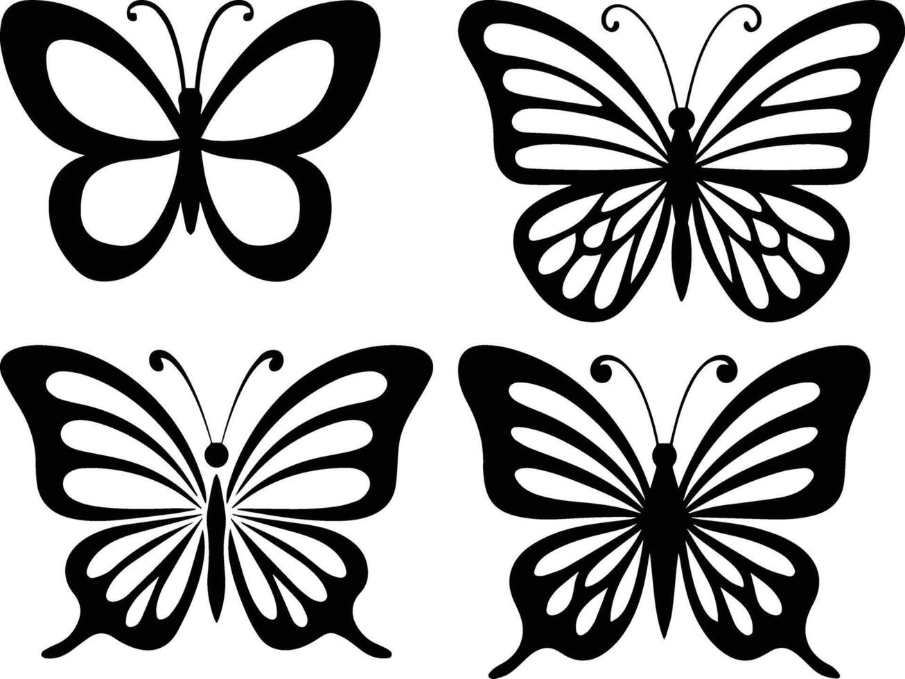 Flat Butterfly Silhouettes Set Simple Minimalist Icons for Logos, Prints, and Decor vector