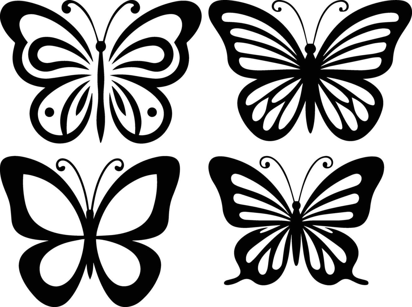 Clean Minimal Butterfly Silhouette Set vector