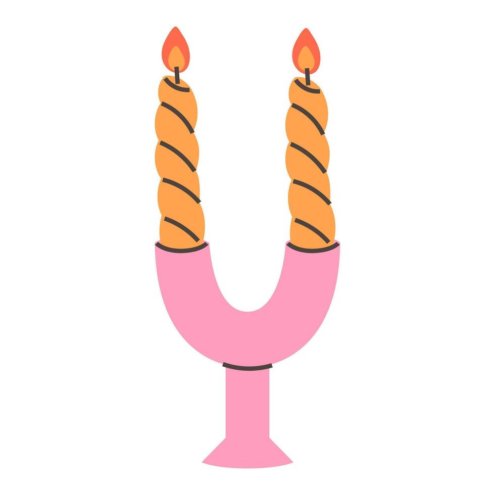 Candle in the candle holder is hand drawn isolated on a white background vector