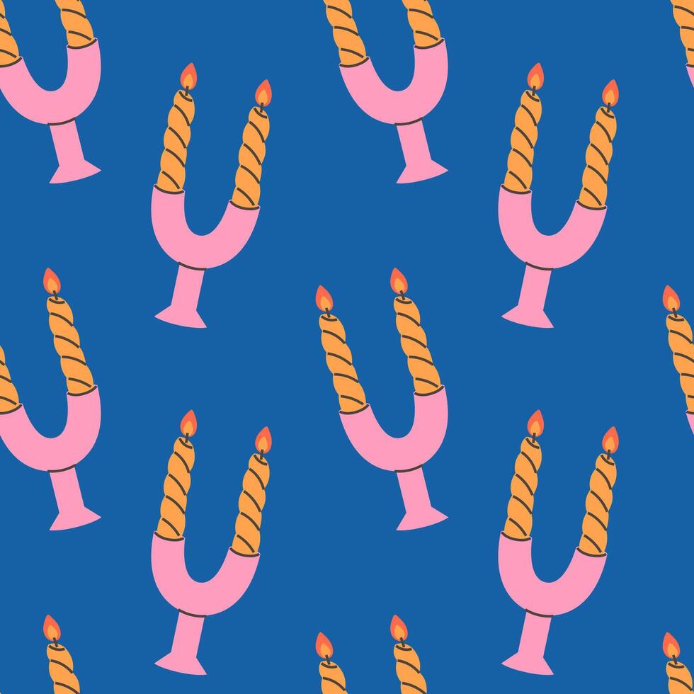 Seamless pattern with hand drawn candles vector
