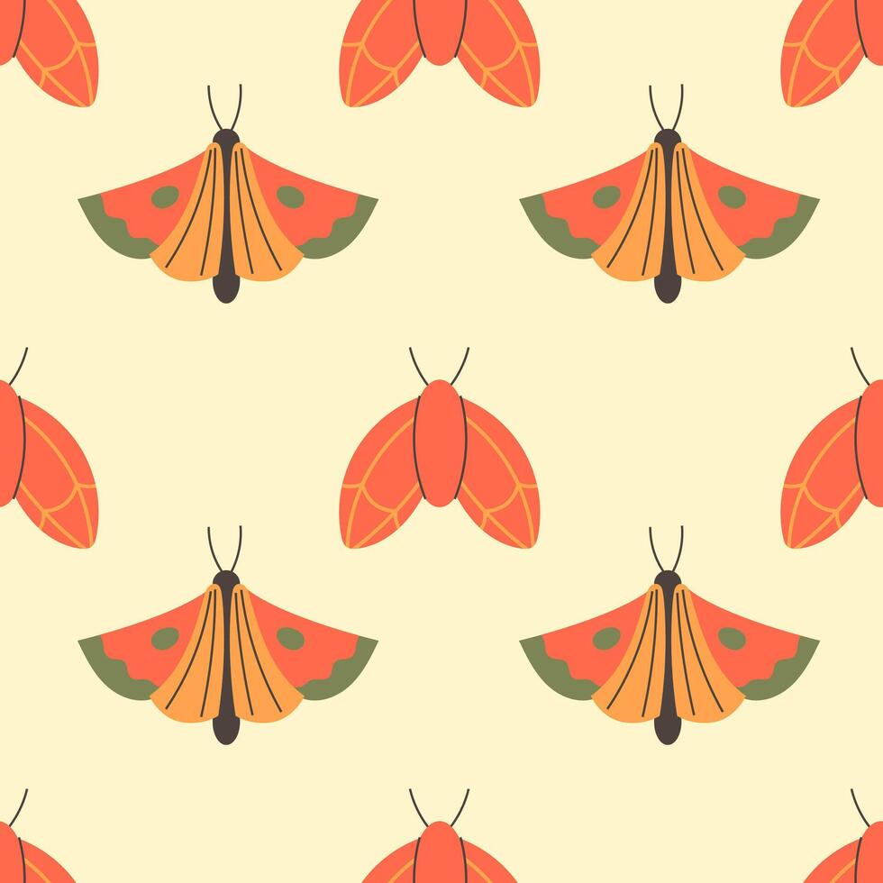 Seamless pattern with hand drawn moths vector