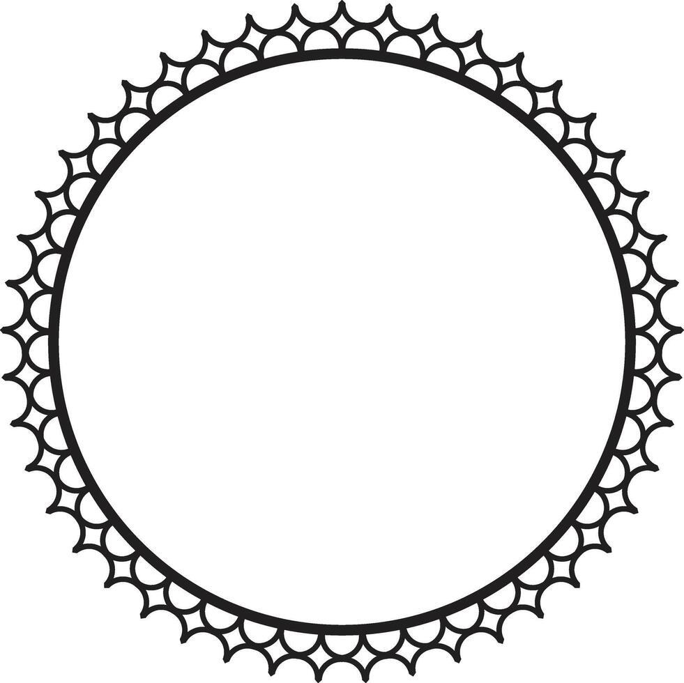 Ethnic mandala-style circular frame with fine outlines. vector