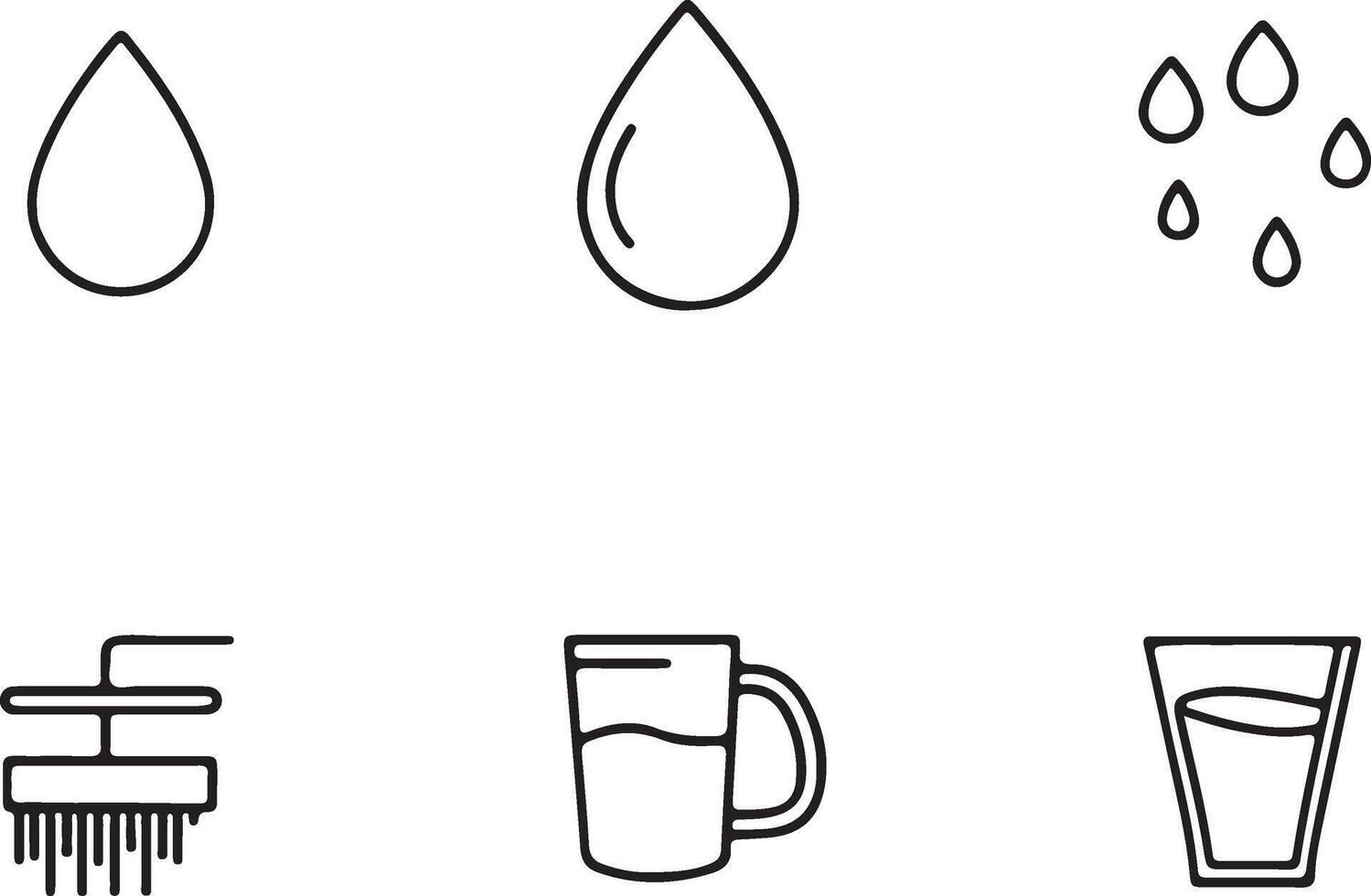 Water line icon illustration set. Set of outline icons related to water line. Water outline icons collection vector