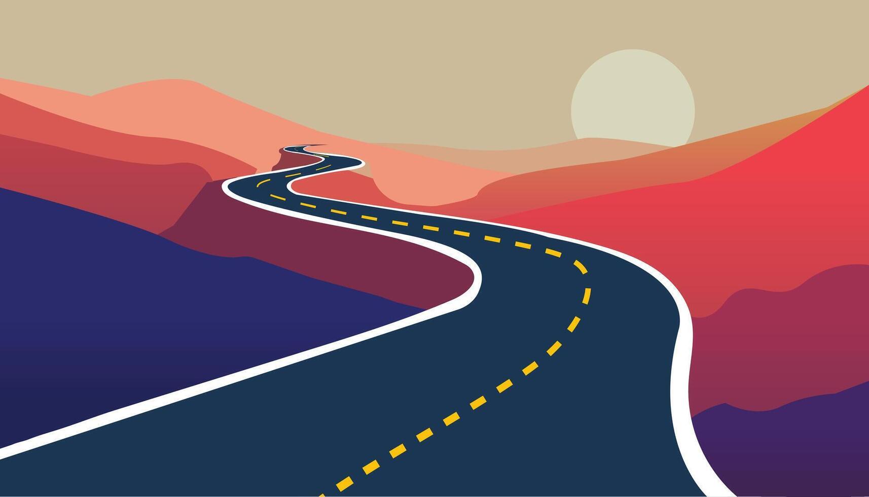 A winding road in a zigzag pattern with clean lines vector