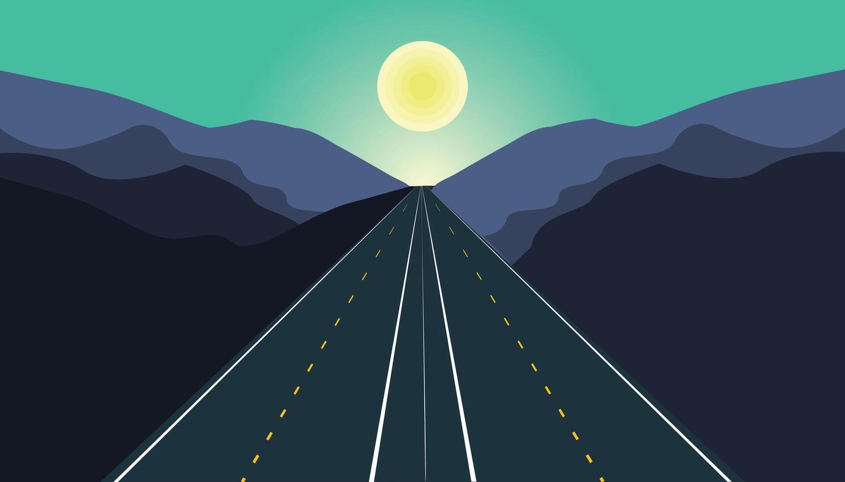 Top-down view of a road splitting into two lanes vector
