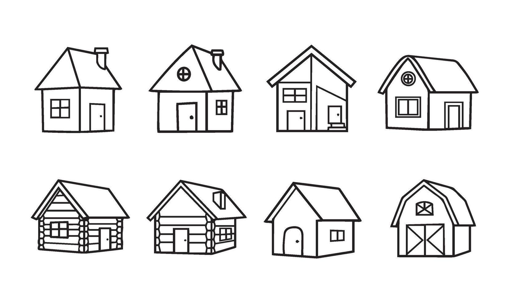 Architectural concepts illustrated through diverse house designs in simple style vector