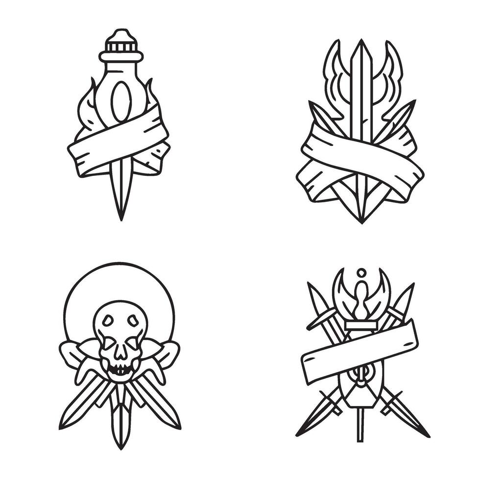 Ornamental tattoo-inspired floral artistic patterns with symmetrical creative ideas vector