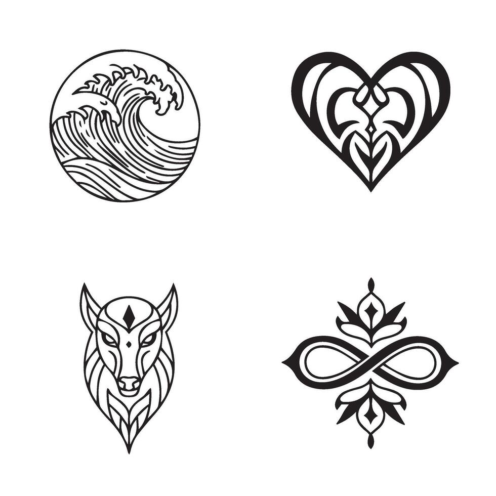 Ornamental tattoo-inspired floral designs for stylish intricate art projects vector