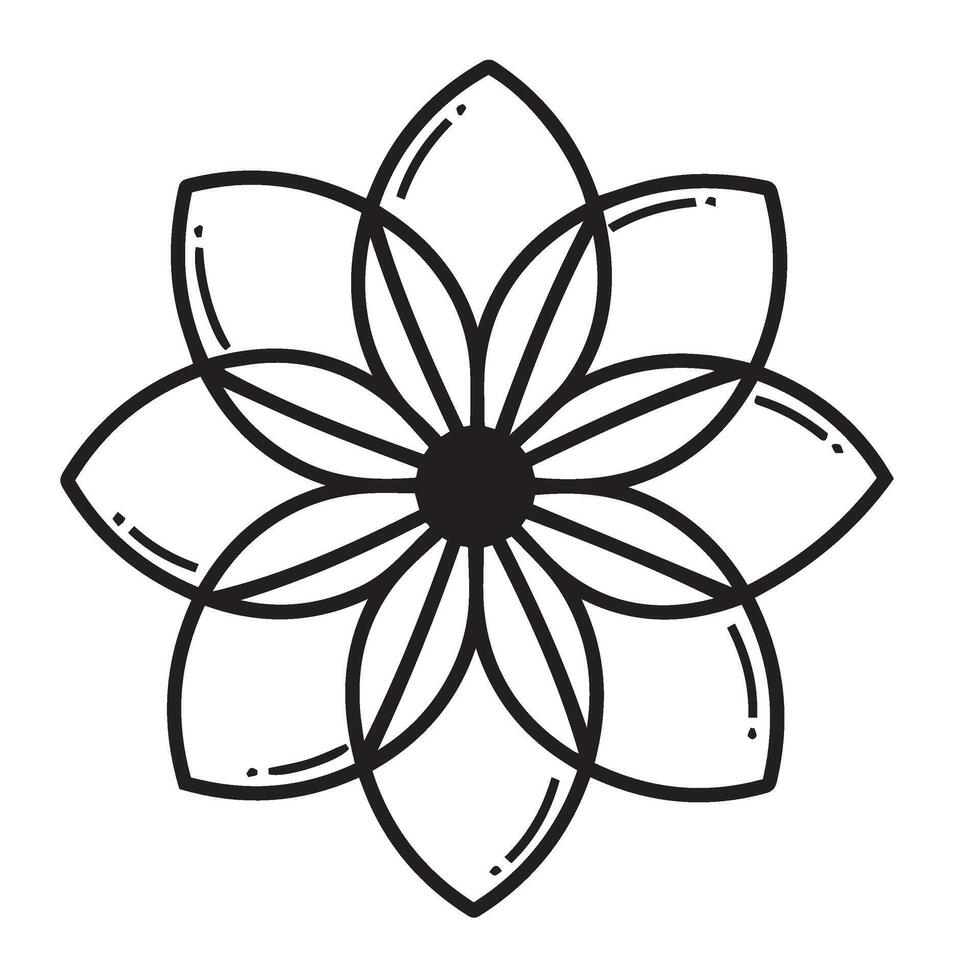 Artistic symmetrical floral pattern showcasing detailed geometric petals and symmetry vector