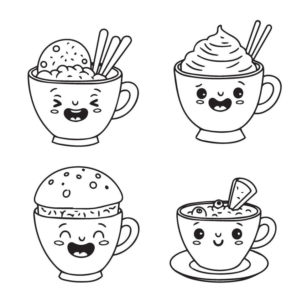 Minimalist Ice Cream Cup Design Set for Coloring Sheets and Art Projects vector