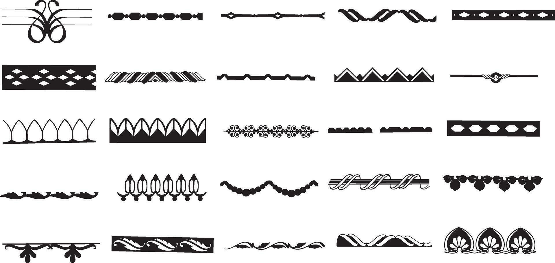 black and white set of hand drawn elements of different types of decorative wreaths, isolated, white, black and white line art design. vector