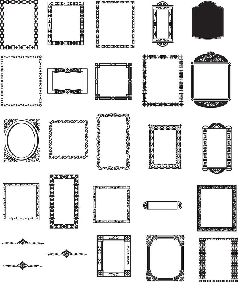 set of decorative frames and borders vector