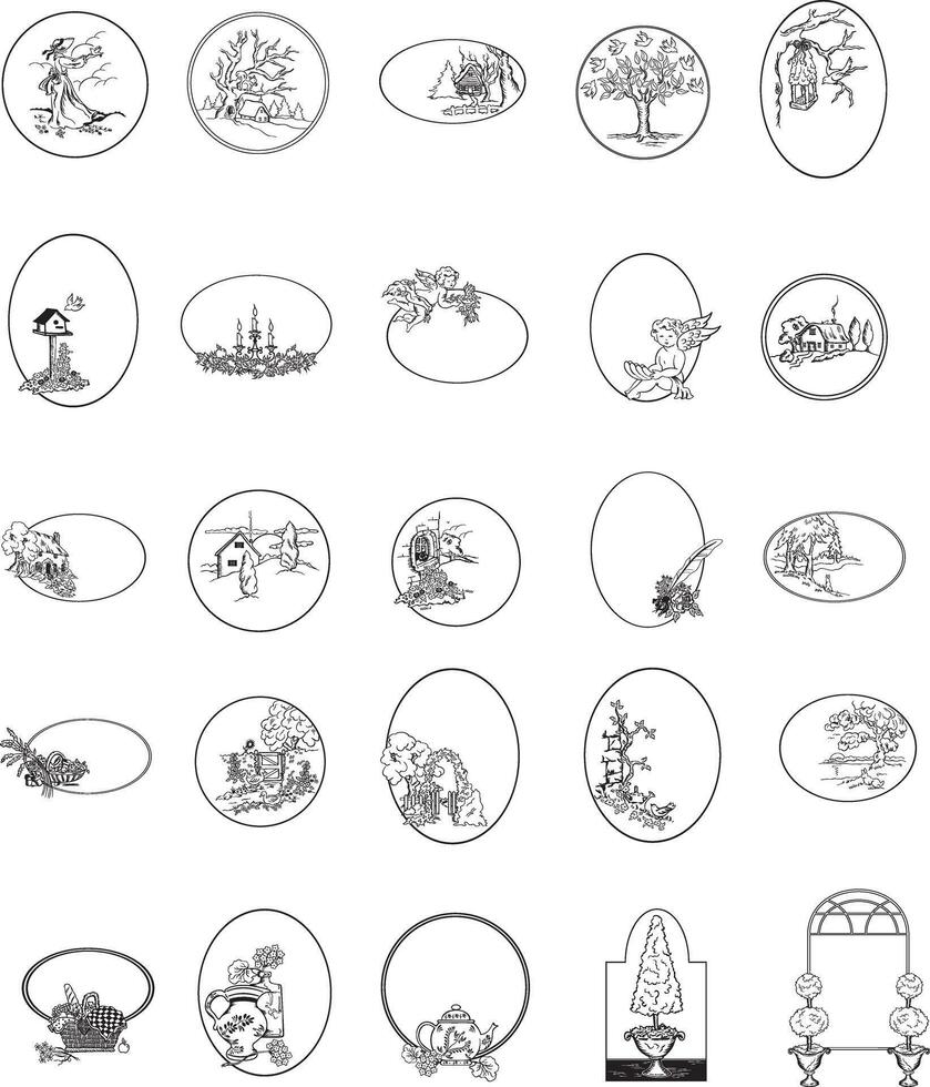 a set of different designs for a frame vector
