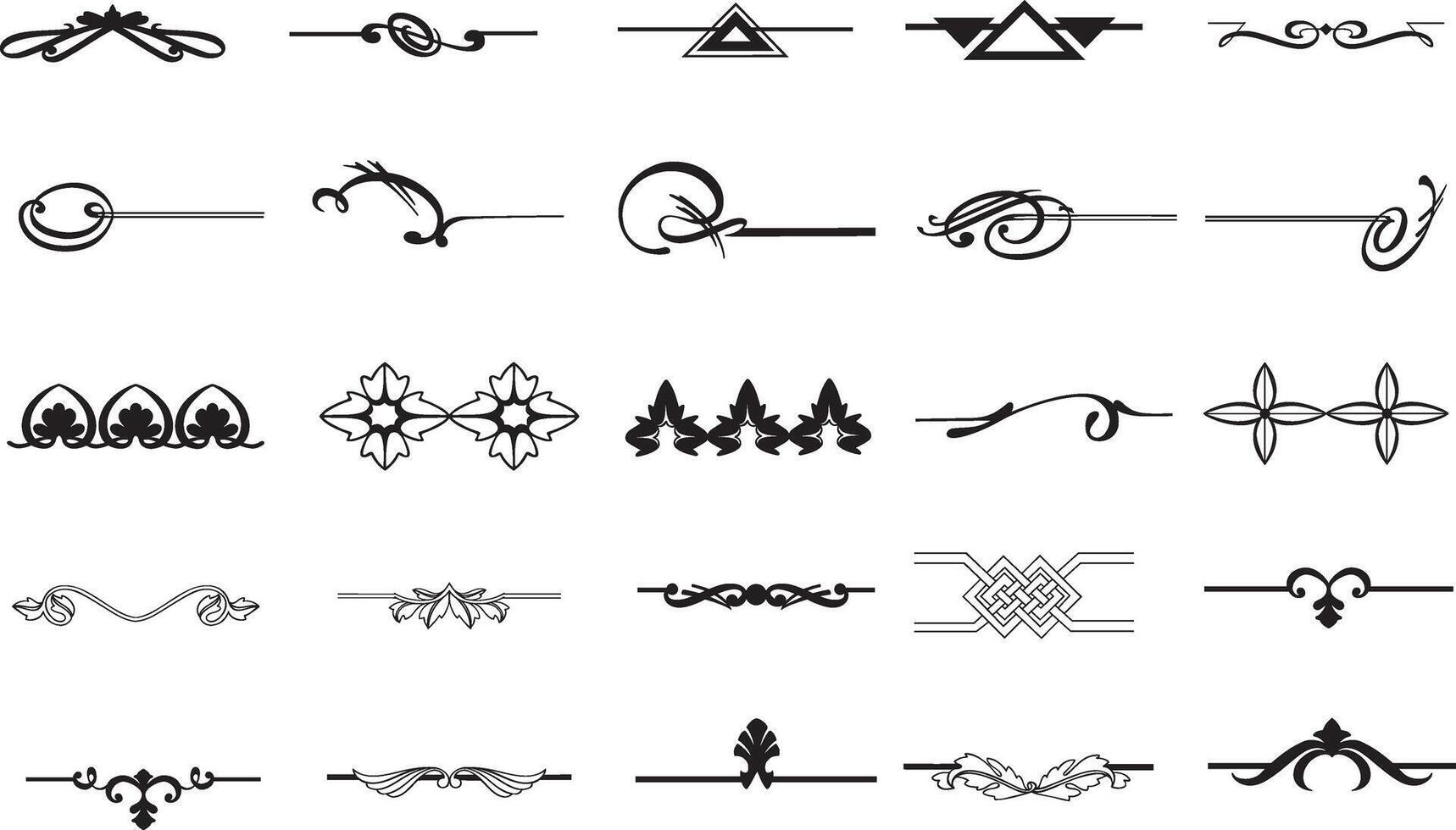 a set of decorative elements in black and white. vector