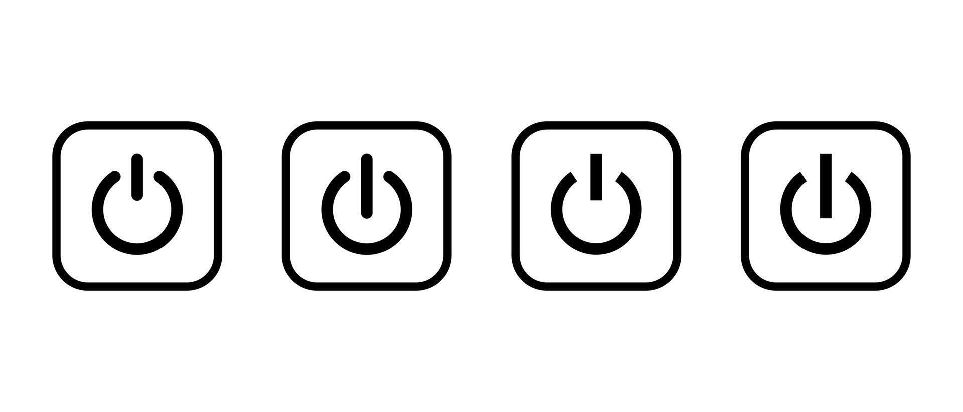 Power switch button icon set on square line. Electricity shutdown concept vector