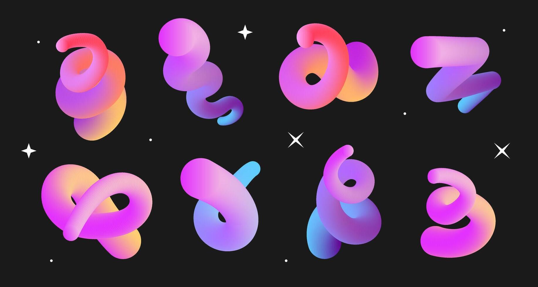 Abstract curve purple gradient line. Gradient 3d blend stroke. Bright motion twisted liquid line shape. Elements swirl design. vector