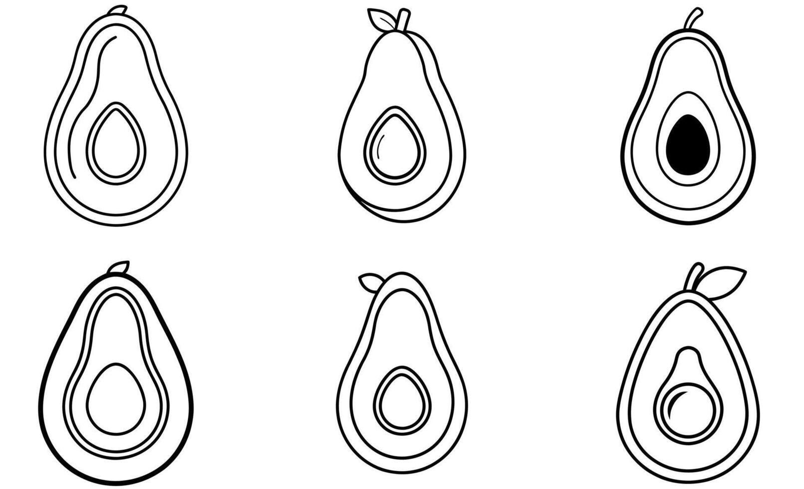 Avocado Icons line art vector