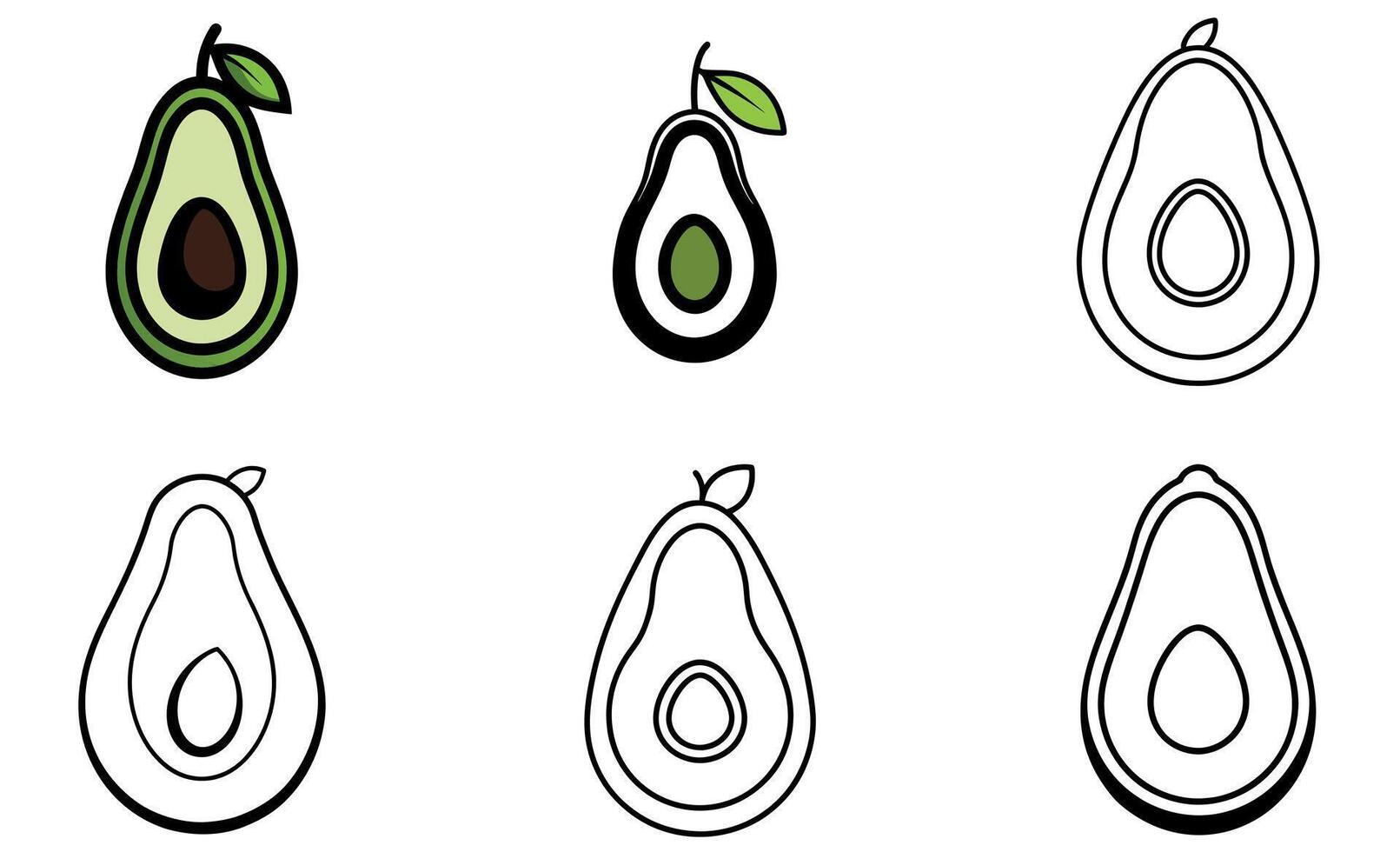 Avocado Icons Set vector