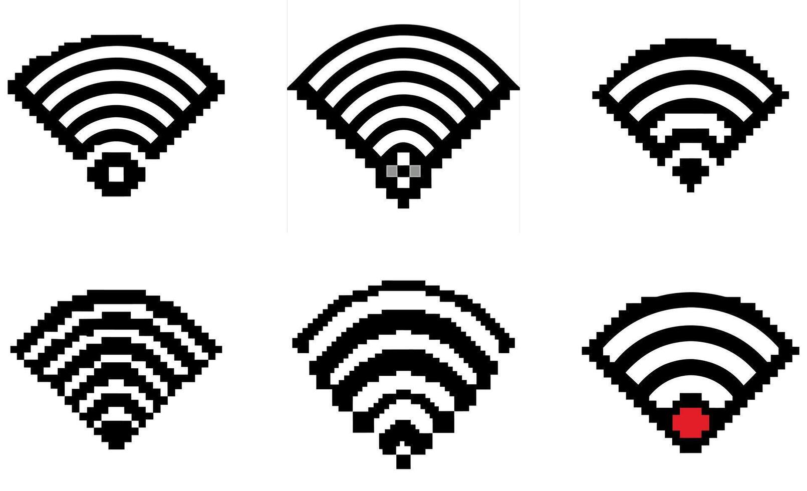WiFi Signal Pixel Art Icons vector