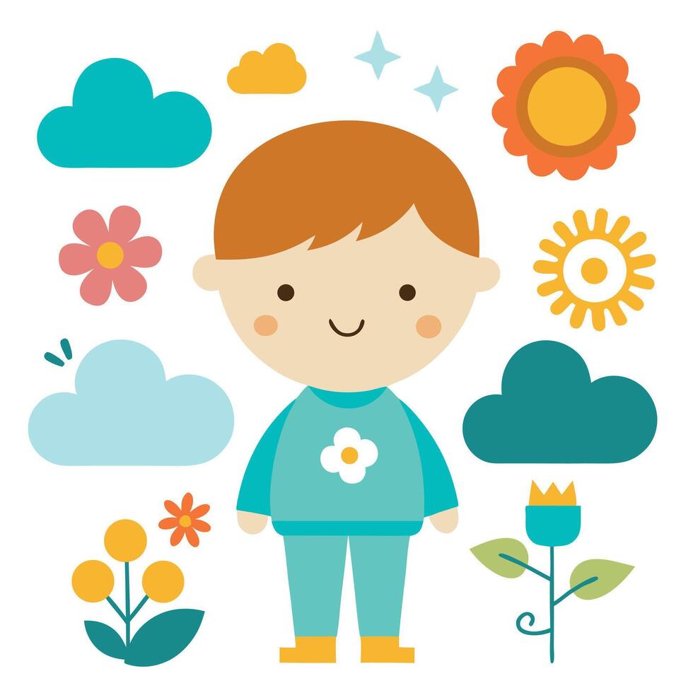 Cute Kid Flower design vector