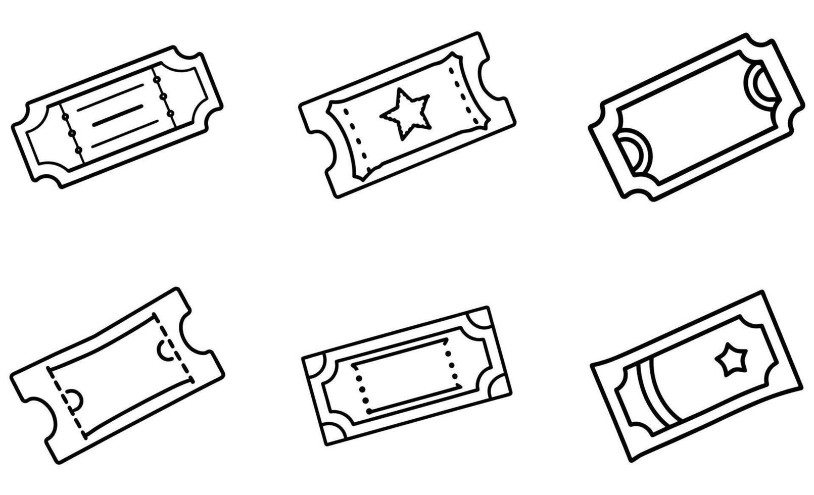 black line art ticket designs vector