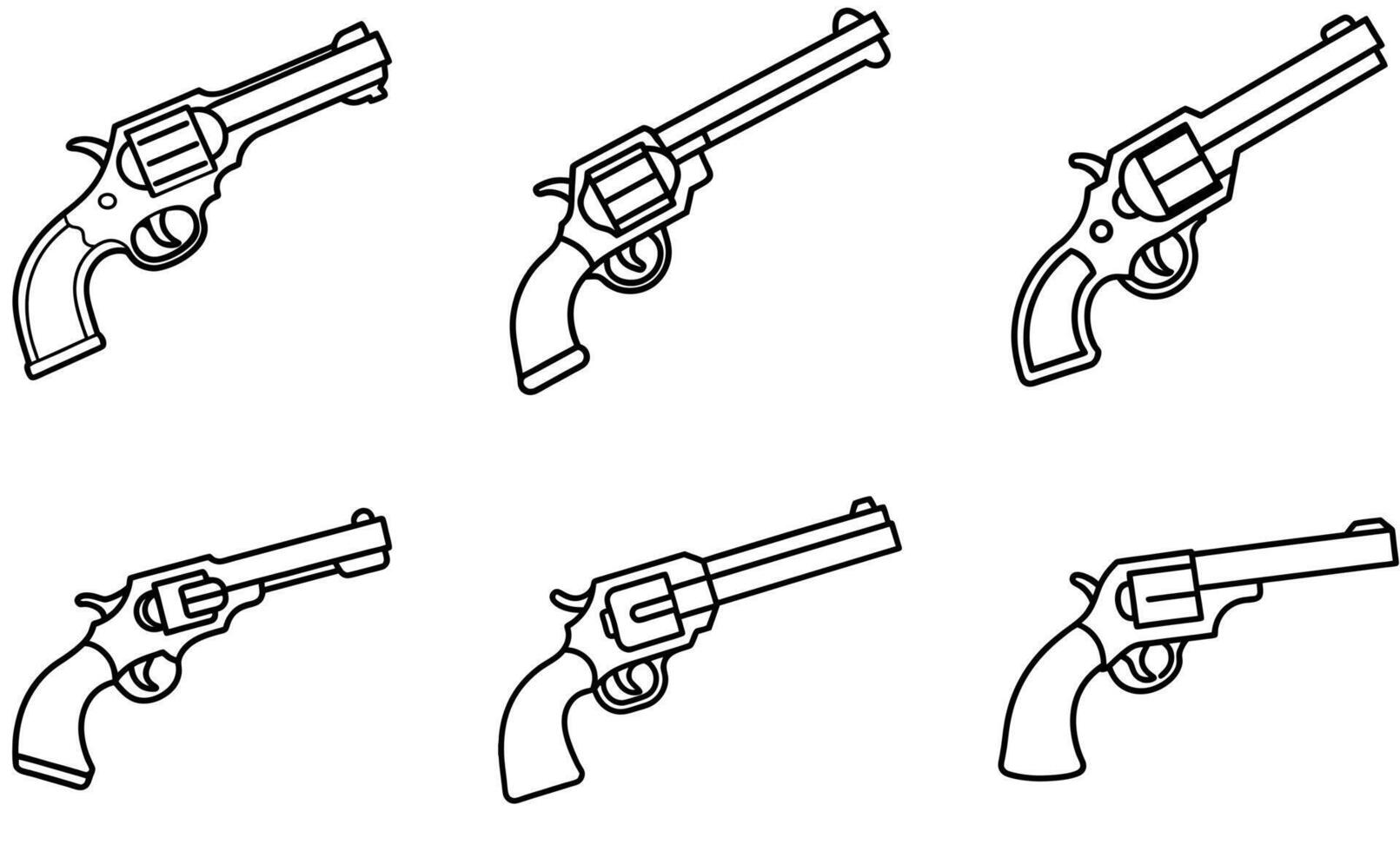 Revolver Line Drawing Set vector