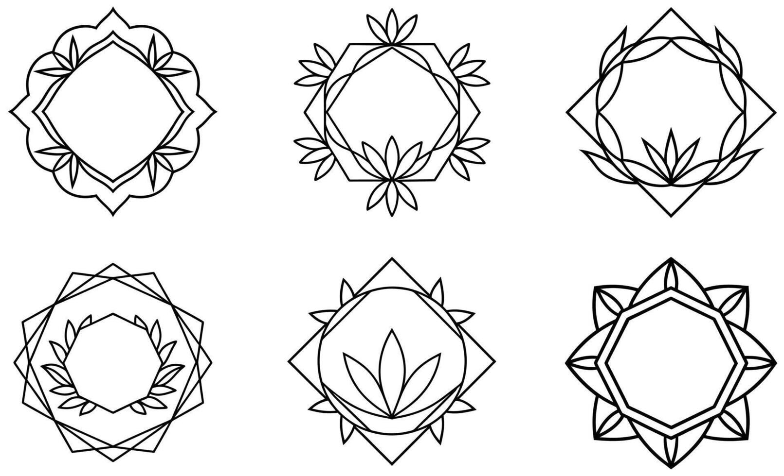 Geometric Floral icon set design vector