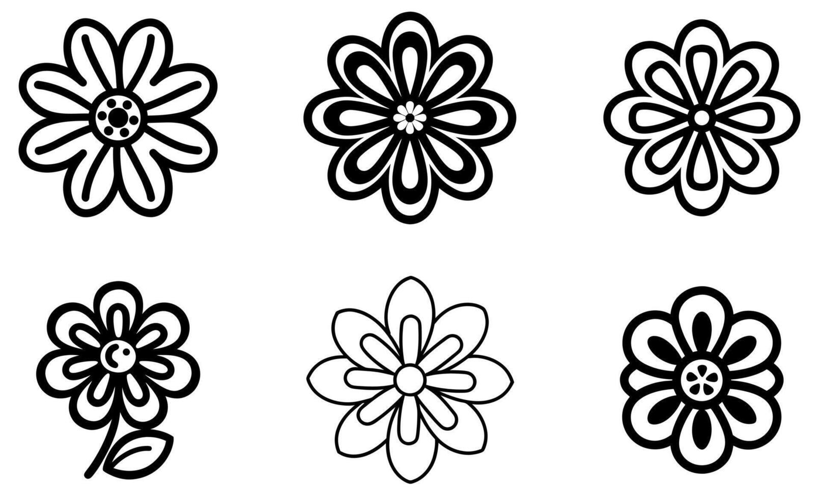 Abstract Flower Outline Clipart Collection vector