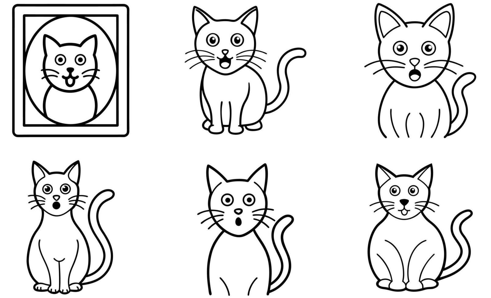 Hand Drawn Cute Kitty Expressions vector