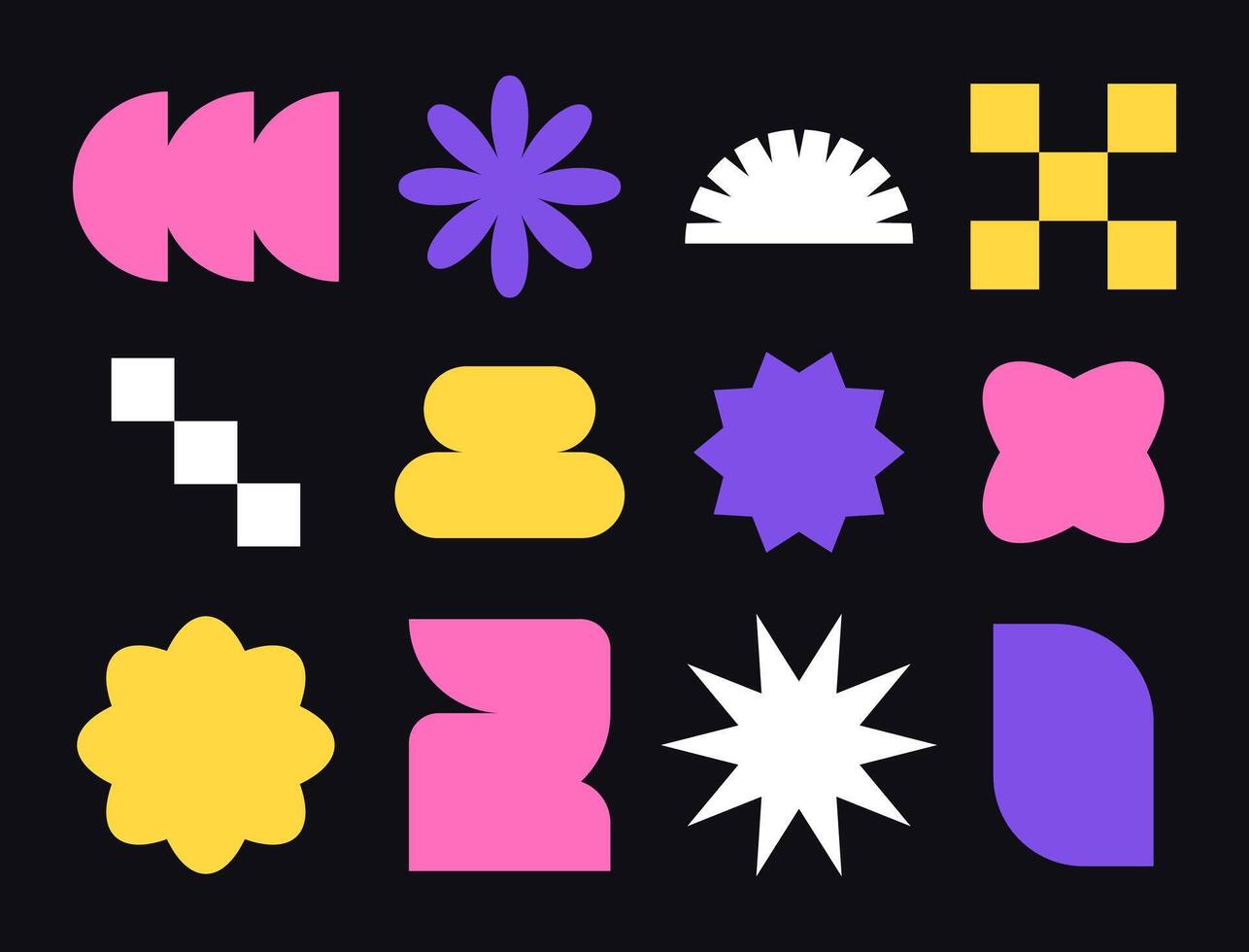 Abstract Geometric Shapes Y2K Bauhaus Composition vector