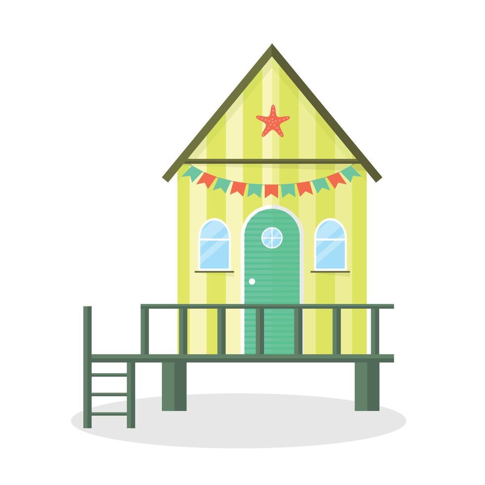 Beach house icon for lifeguards on the water. House for rest and sleep. vector