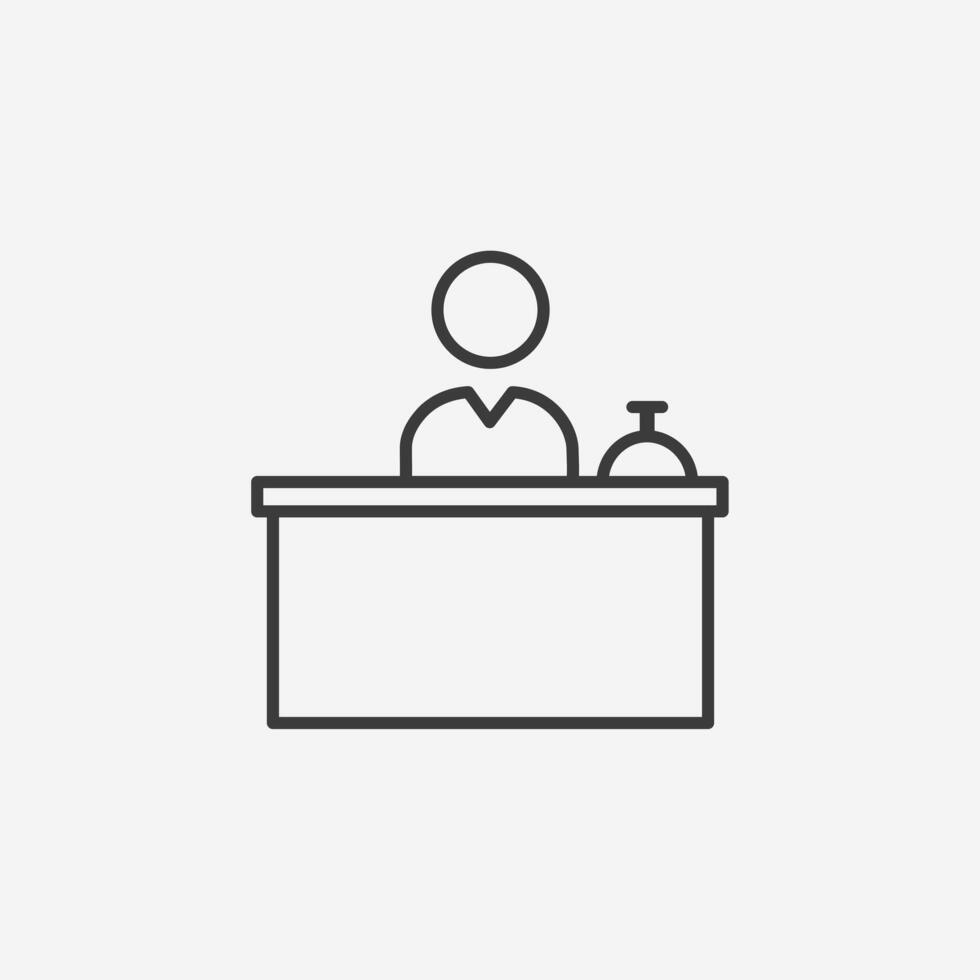Hotel front desk icon. 24 hour front sign. Front desk customer service symbol. Front desk logo. vector