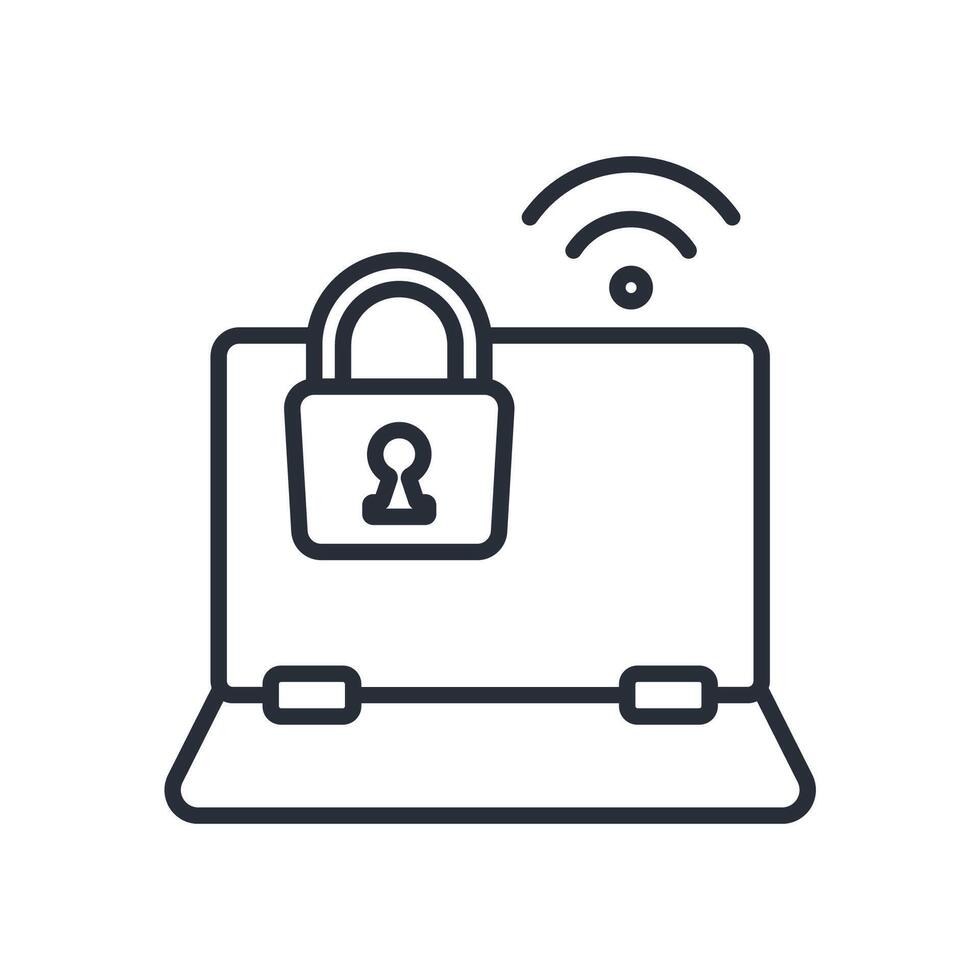 secure wifi icon line style vector