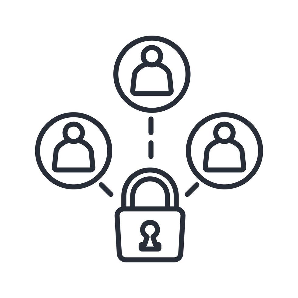 secure network icon line style vector