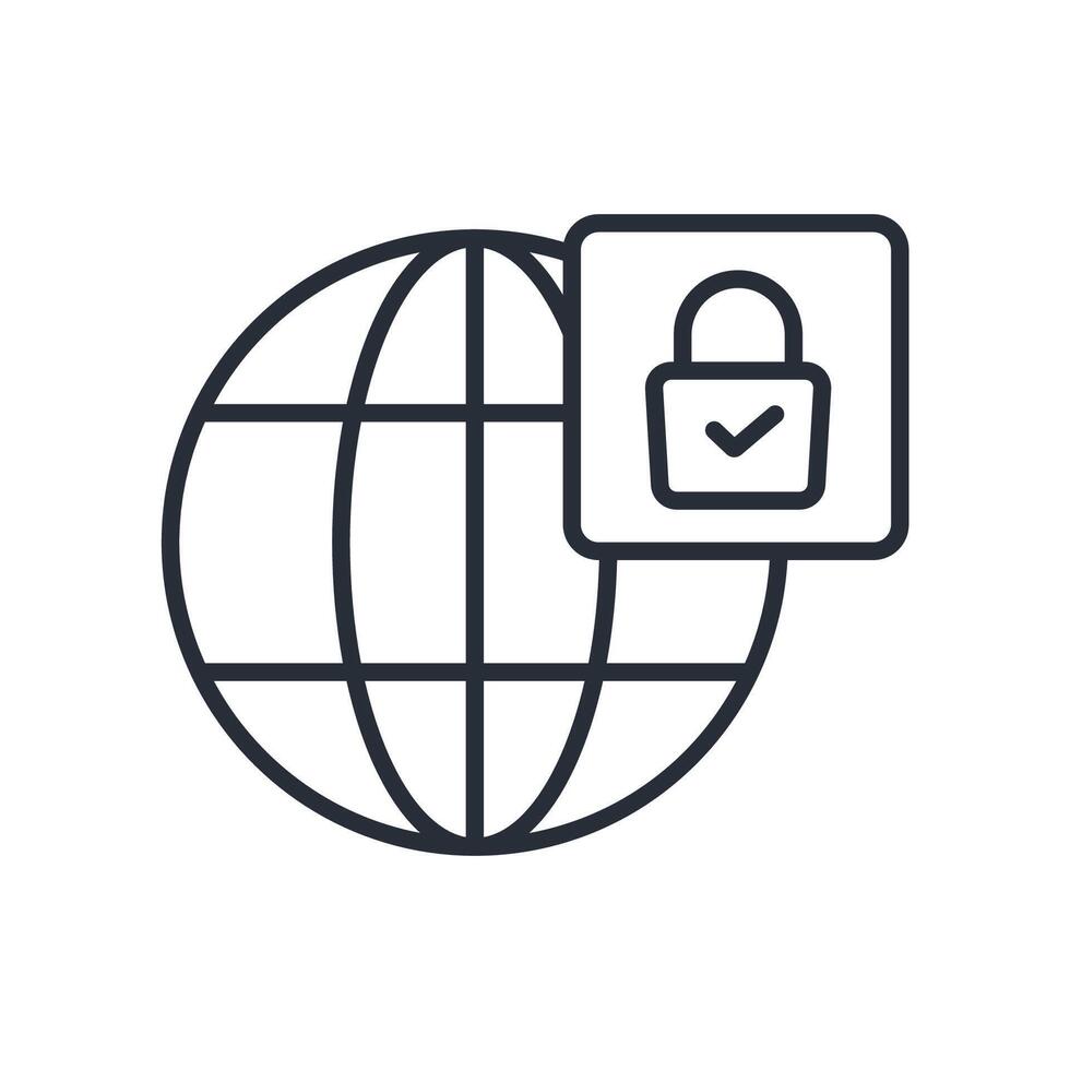 secure connection icon line style vector