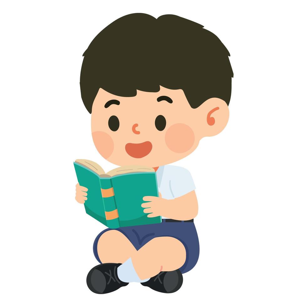 Illustration of a Boy Reading a Book vector