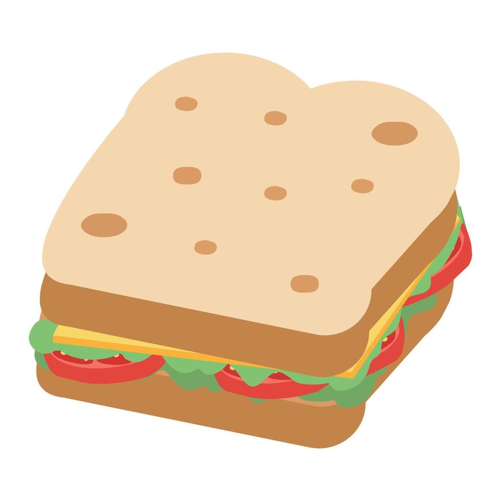 Illustration of a Sandwich with Vegetables and Cheese vector